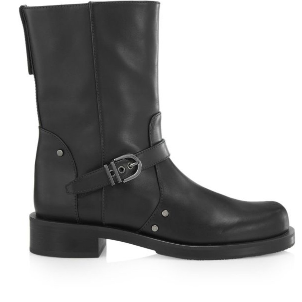 $750 STUART WEITZMAN MAVERICK PULL-ON BOOTIE MOTO BIKER‎ BLACK LEATHER size 6